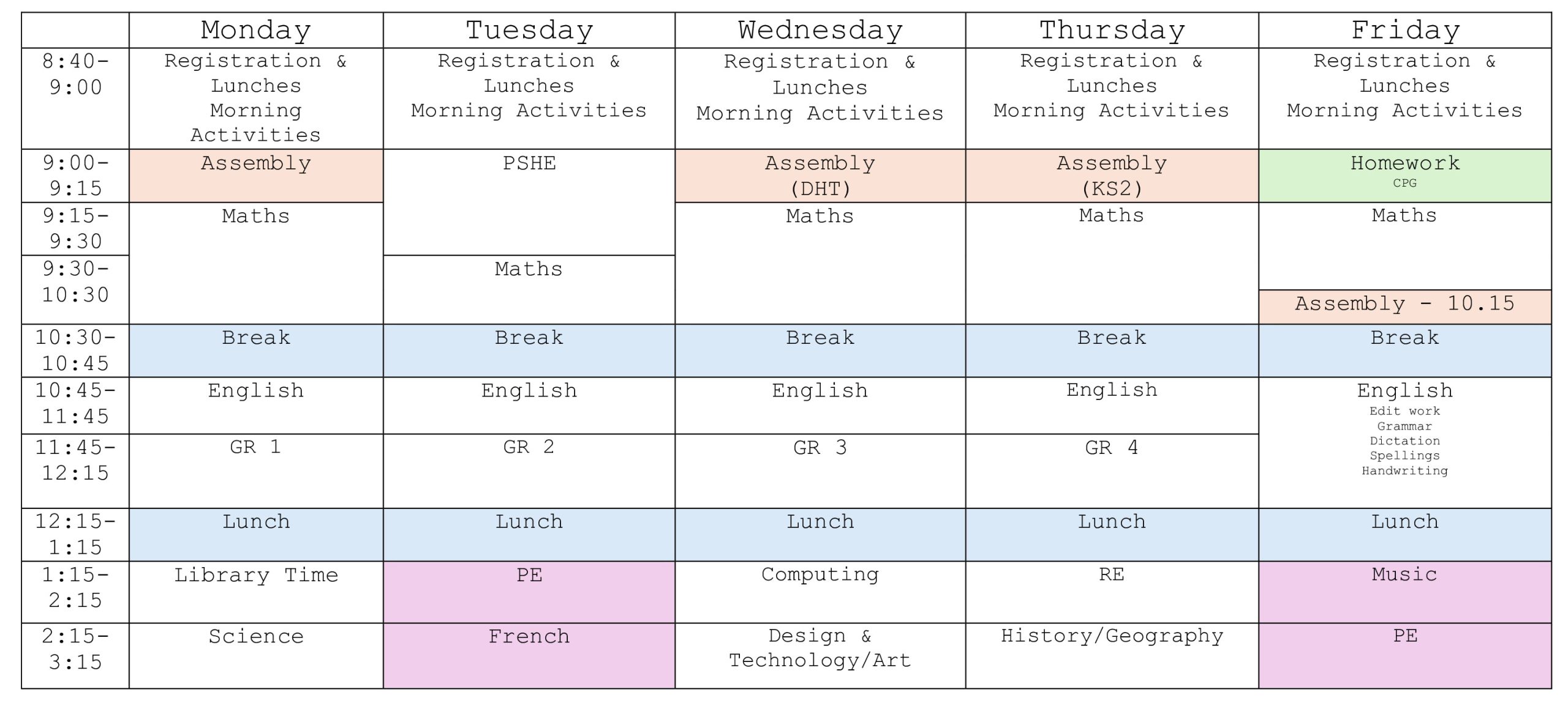 Example Y3 Timetable - 2025-26